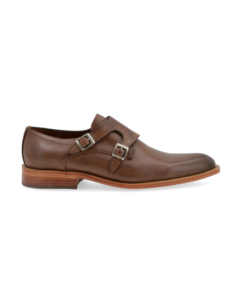 Benevento Marrone – zapato de cuero marrón con hebillas para hombre – Vincenzo Di Napoli