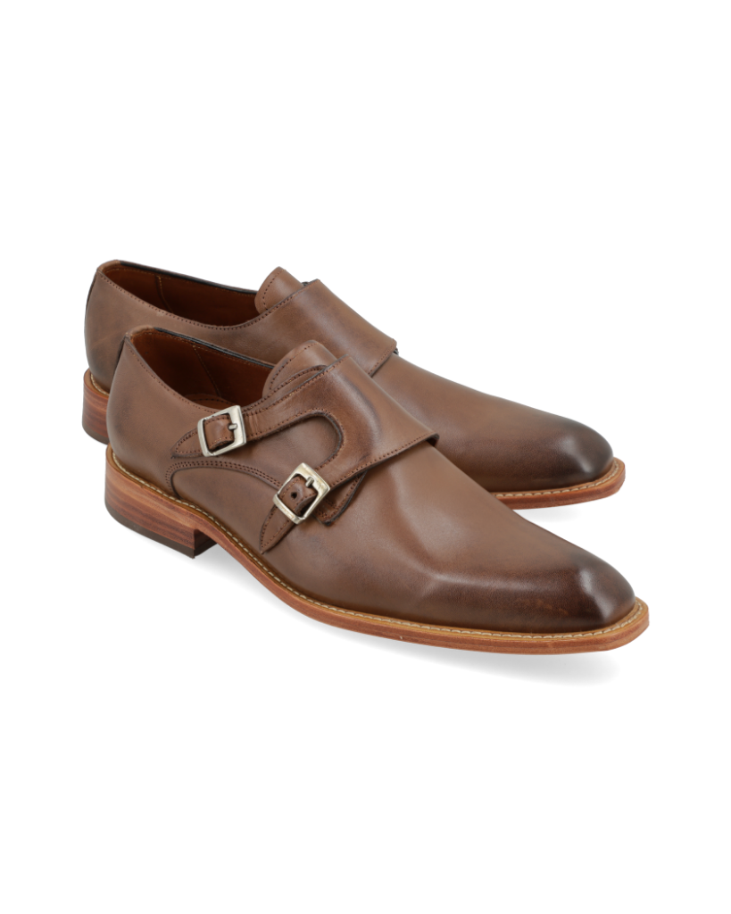 Benevento Marrone – zapato de cuero marrón con hebillas para hombre – Vincenzo Di Napoli