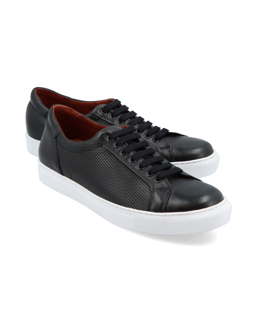 Genova Negro Puntos – zapatilla de cuero negra para hombre – Vincenzo Di Napoli