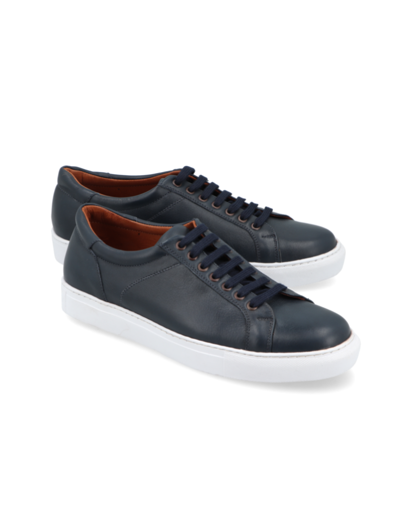 Génova Blu – zapatilla de cuero azul para hombre – Vincenzo Di Napoli