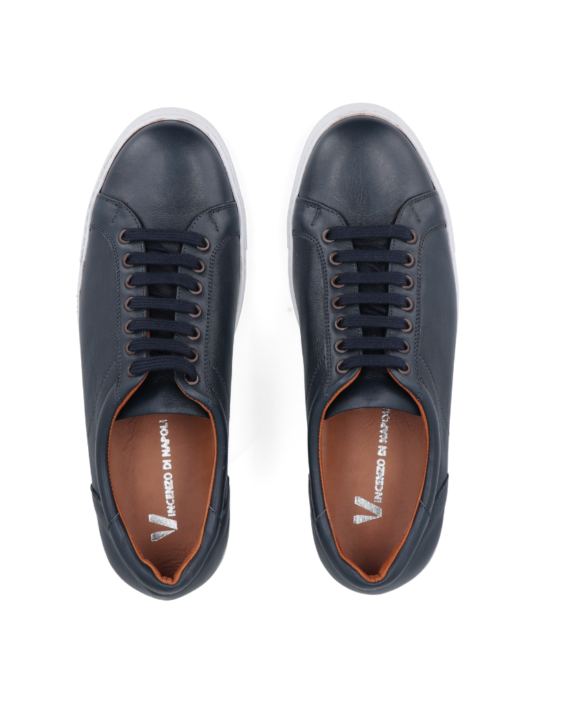 Génova Blu – zapatilla de cuero azul para hombre – Vincenzo Di Napoli