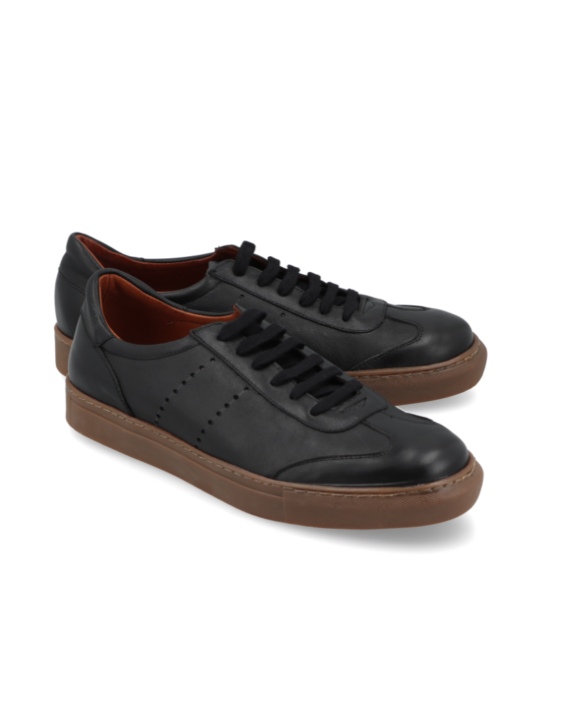 Génova Nero – zapatilla de cuero negra para hombre – Vincenzo Di Napoli