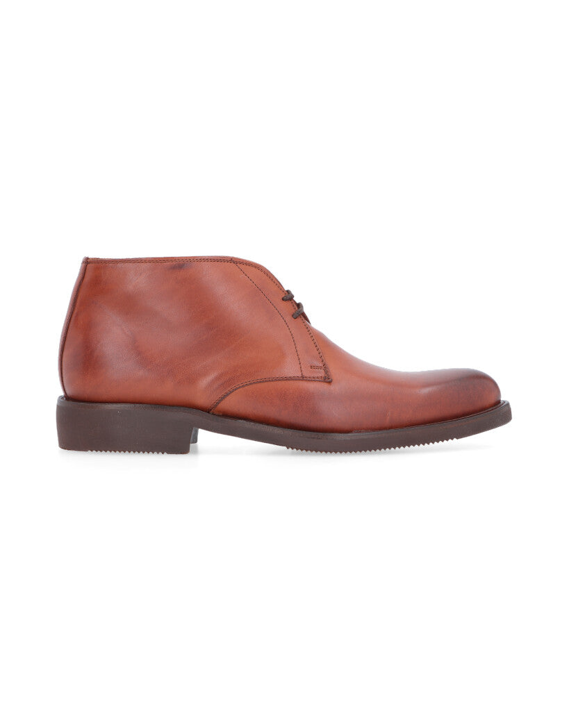 Florencia Marrone – bota corta de cuero marrón acordonada para hombre – Vincenzo Di Napoli