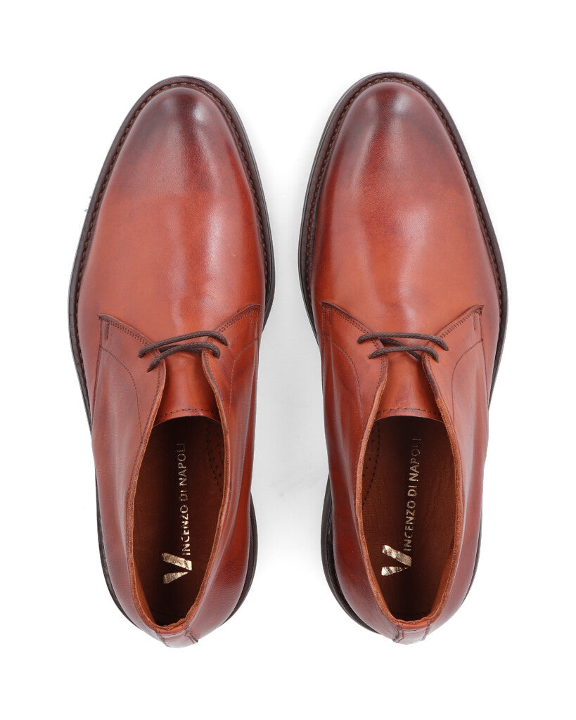 Florencia Marrone – bota corta de cuero marrón acordonada para hombre – Vincenzo Di Napoli
