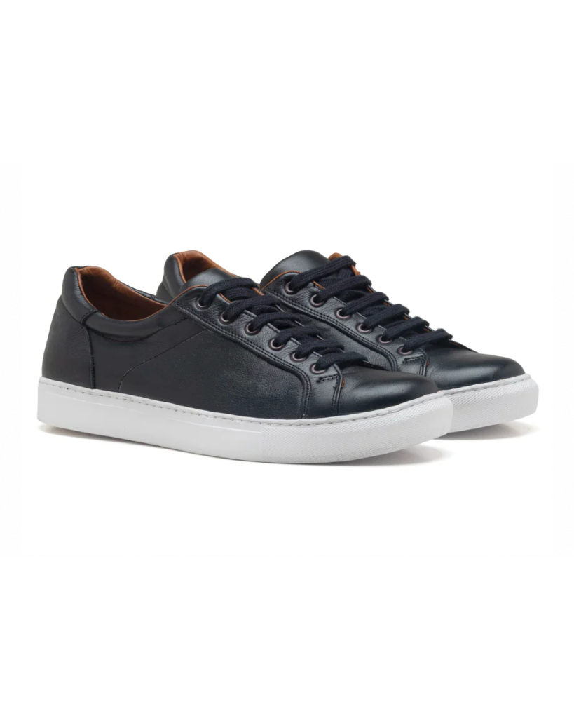 Genova Negro Lisa – zapatilla de cuero negra para hombre – Vincenzo Di Napoli